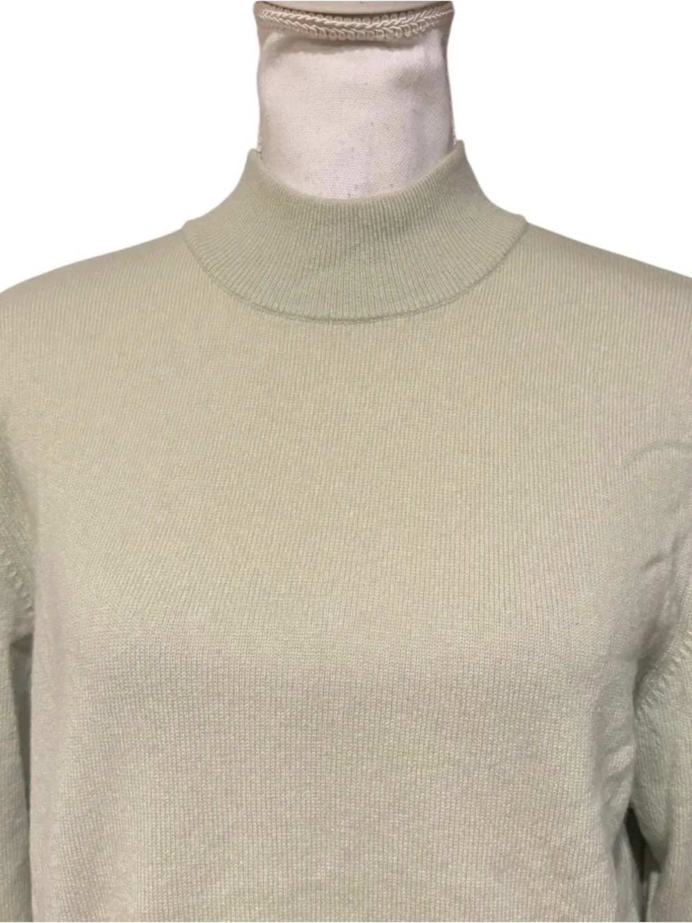 New Charter Club Cashmere Mock Neck Sweater Womens Large Basil Green